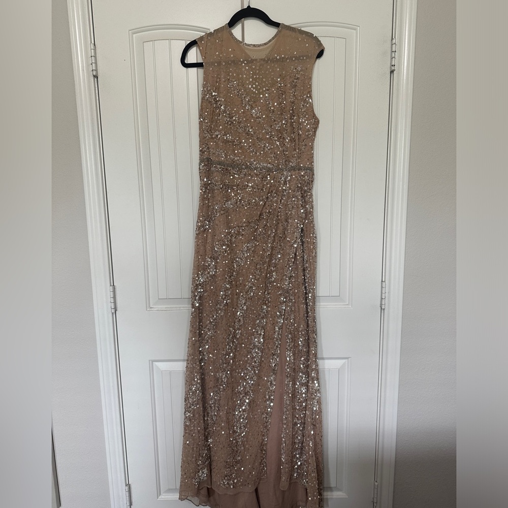 Mac Duggal Embellished Illusion High Neck Cap Sleeve Gown